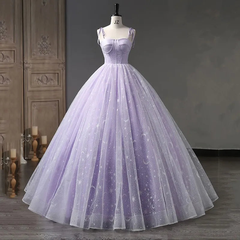 open lace back dress Lavender 3D Flowers Corset Tulle Dress – alinanova main image 0