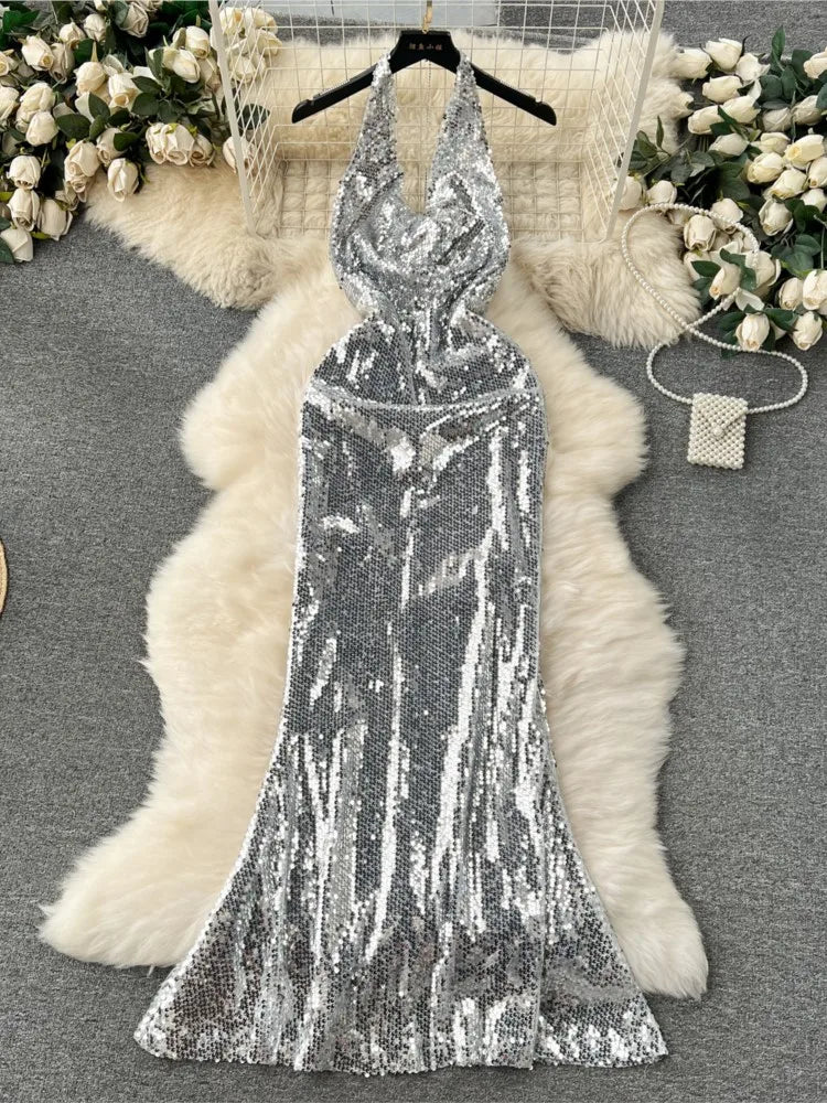 navy blue dress for baby girl Primavera Couture 4505 Sequin Prom Dress Backless Formal Gown Black/Gold / 6 main image 1