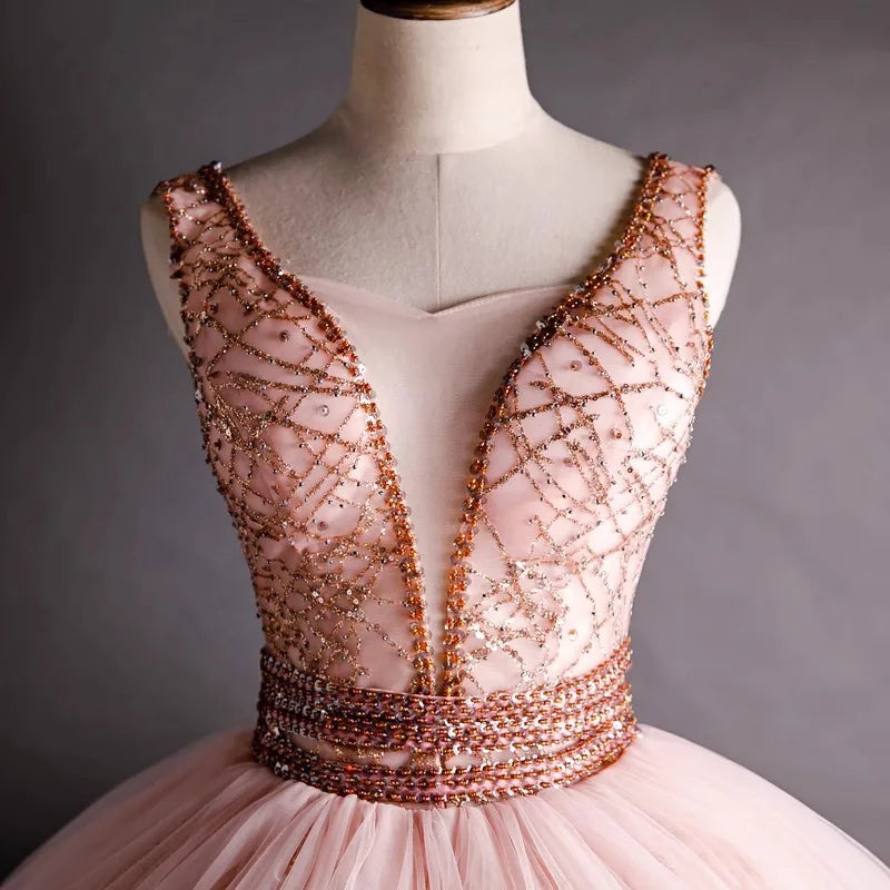 prom dresses with gold Rose Gold One-Shoulder Long Formal Gown main image 1