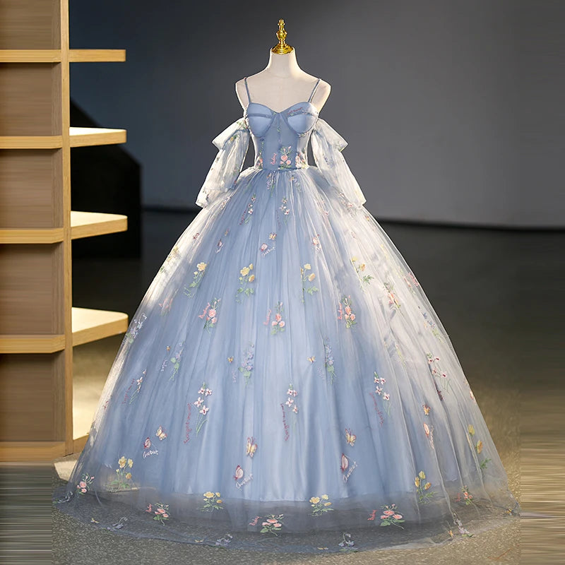Fairy Embroidered Blue Tulle Ball Gown Dress on Luulla