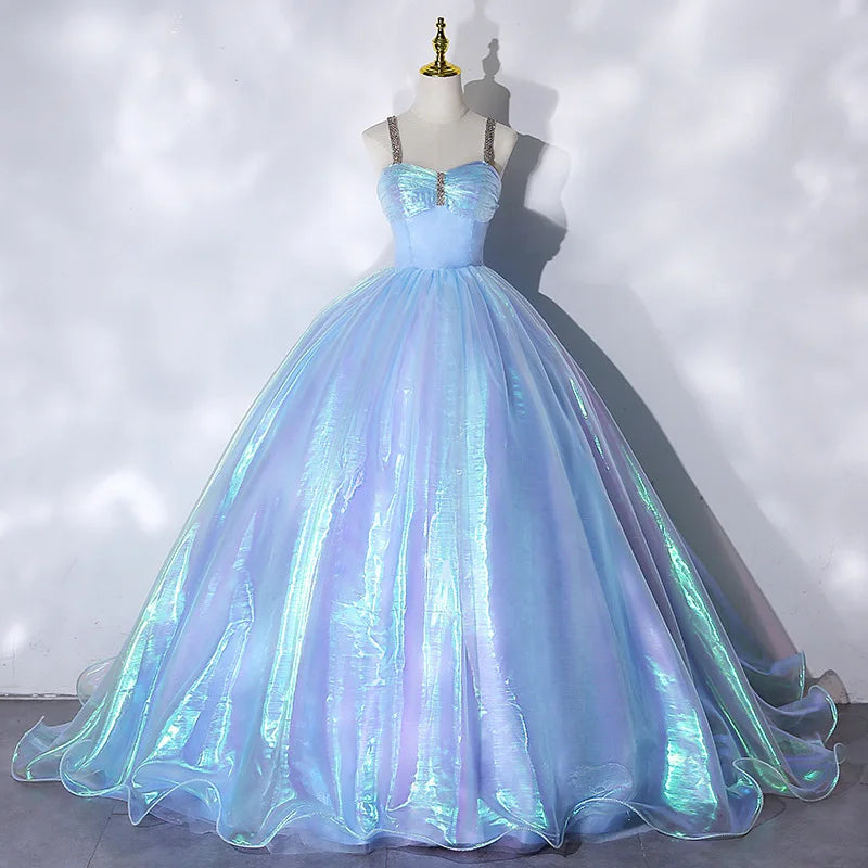 Iridescent Blue Strapless Sparkling Ball Gown Dress on Luulla