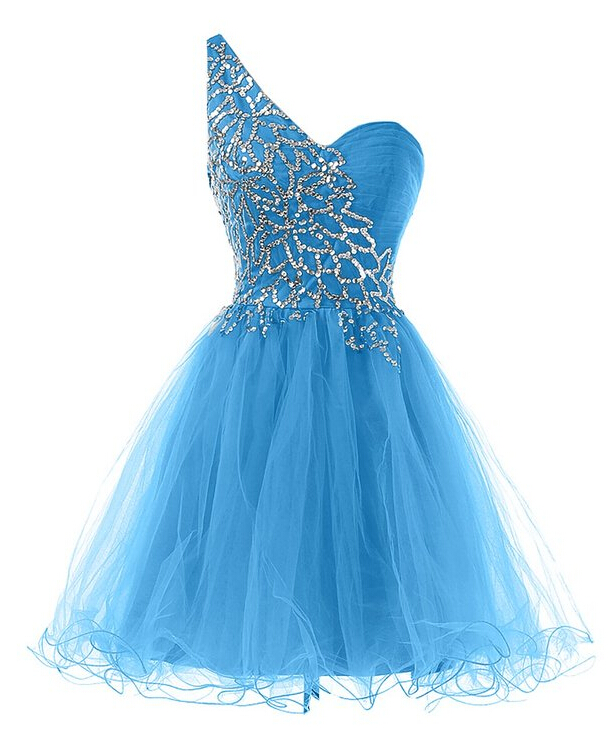 Hd081916 Charming Homecoming Dress,tulle Homecoming Dress,sequined Homecoming Dress,one0-shoulder Homecoming Dress