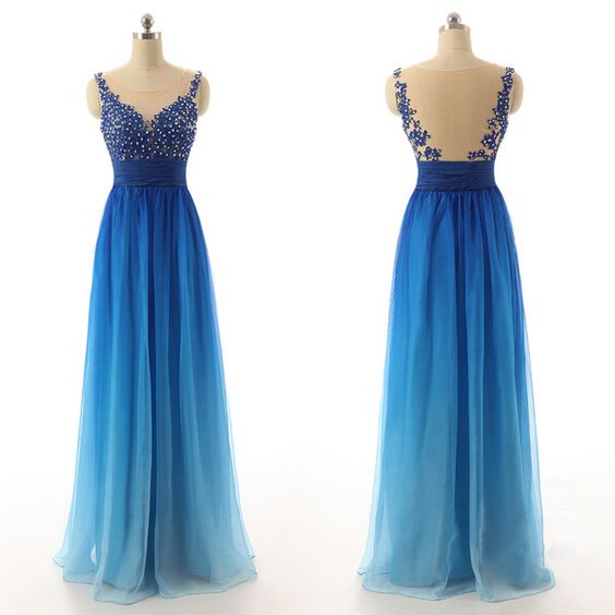 Pd603171 Charming Prom Dress,o-neck Prom Dress,noble Prom Dress,chiffon Prom Dress,gradient Color Evening Dress