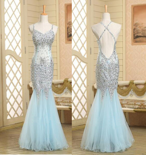 Pd603233 Charming Prom Dress,spaghetti Strap Prom Dress,beading Prom Dress,tulle Prom Dress,mermaid Evening Dress
