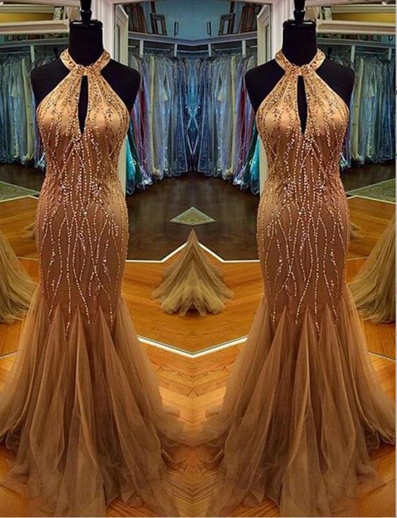 Pd603313 Charming Prom Dress,halter Prom Dress,beading Prom Dress,tulle Prom Dress,mermaid Evening Dress