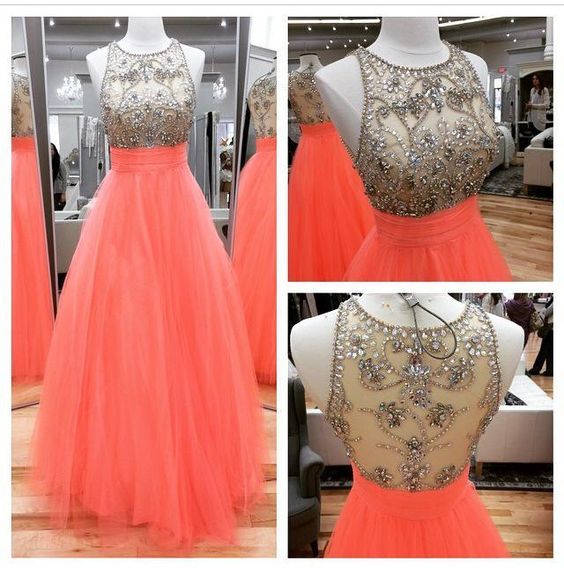 Pd60803 Charming Prom Dress,o-neck Prom Dress,tulle Prom Dress,beading Prom Dress,a-line Evening Dress