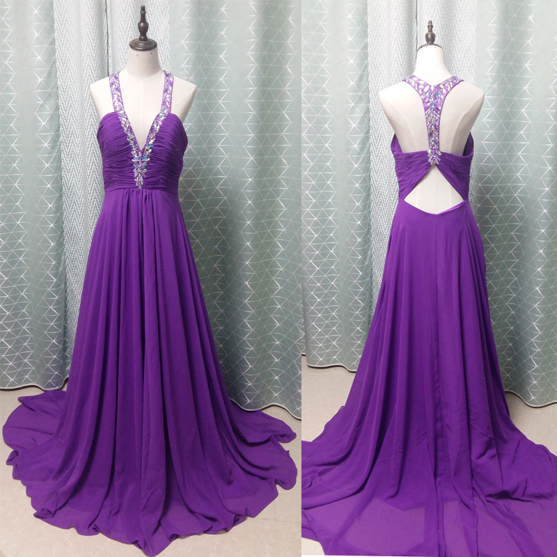 Pd61042 Charming Prom Dress,beading Prom Dress,chiffon Prom Dress,v-neck Evening Dress