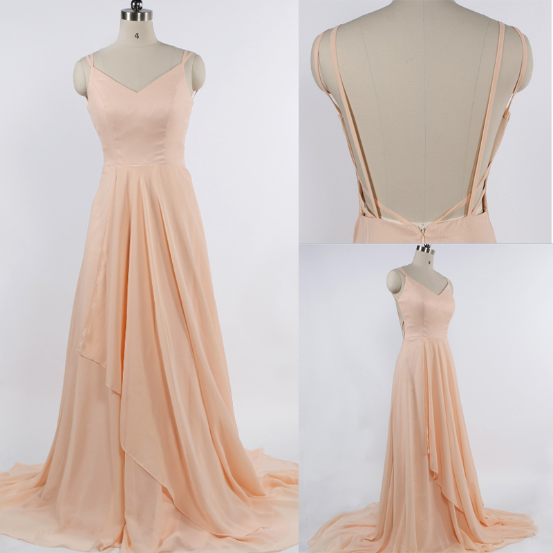 Pd61043 Charming Prom Dress,chiffon Prom Dress,spaghetti Straps Prom Dress,v-neck Evening Dress