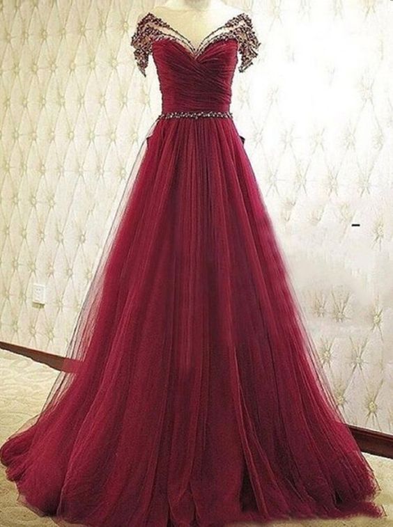 Pd61139 Charming Prom Dress,tulle Prom Dress,beading Prom Dress,a-line Evening Dress
