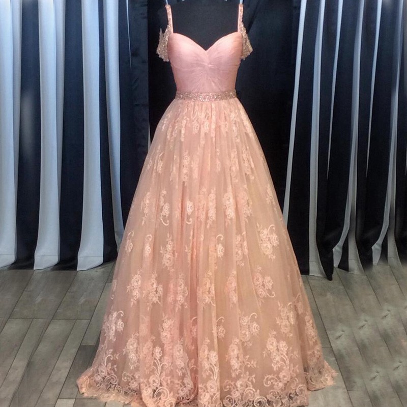 Pd61212 Charming Prom Dress,lace Prom Dress,a-line Prom Dress,spaghetti Straps Evening Dress