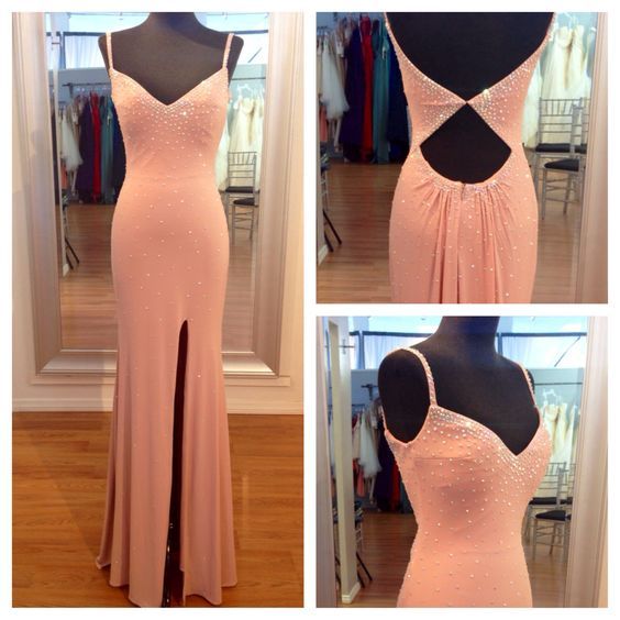 Pd70110 Charming Prom Dress,satin Prom Dress,spaghetti Straps Prom Dress,beading Evening Dress