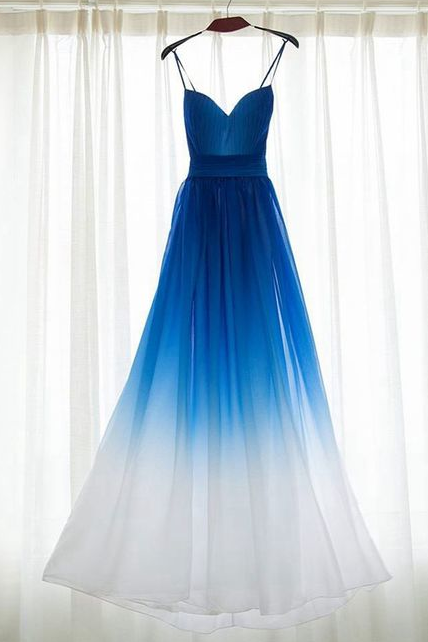 Pd70805 Charming Prom Dress,chiffon Prom Dress,gradient Prom Dress,spaghetti Straps Evening Dress