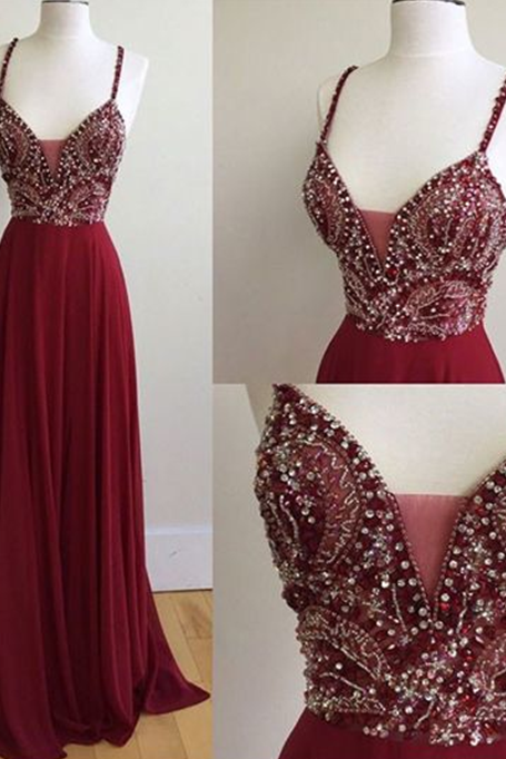 Pd70917 Charming Prom Dress,beading Prom Dress, A-line Prom Dress,spaghetti Straps Evening Dress
