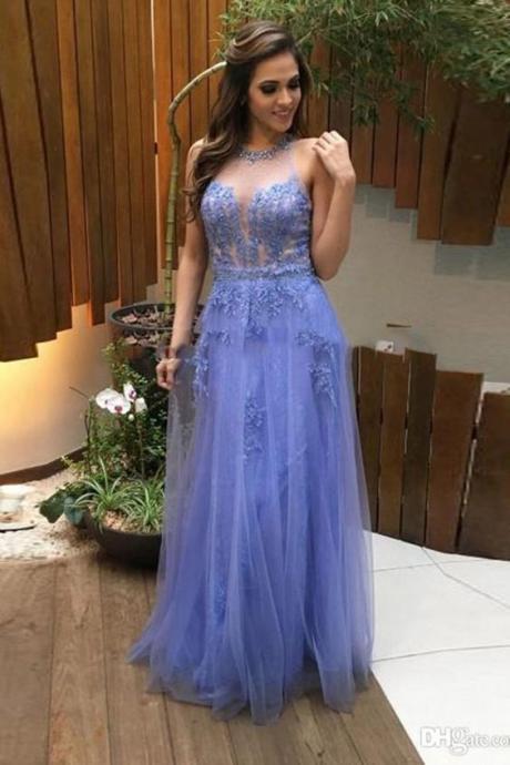 Pd71004 Charming Prom Dress,Tulle Prom Dress, Appliques Prom Dress,A-Line Evening Dress