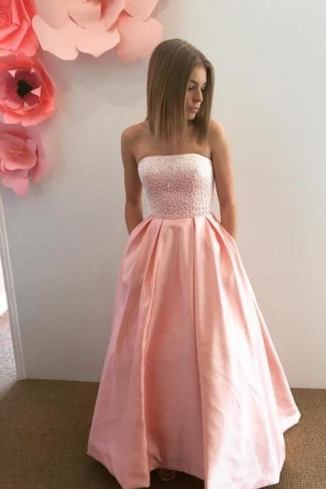 Pd71027 Charming Prom Dress,Satin Prom Dress, A-Line Prom Dress,Strapless Evening Dress