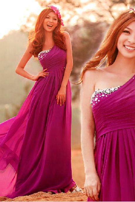 Pd80113 Charming Prom Dress,chiffon Prom Dresses,one-shoulder Prom Dresses,a-line Evening Dress