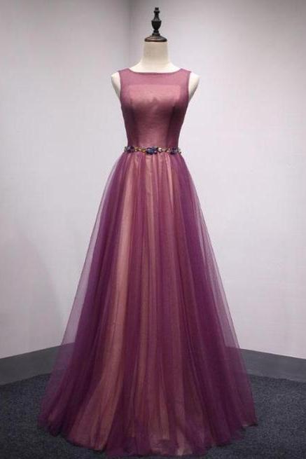 Pd803010 Charming Prom Dress,tulle Evening Dresses,a-line Prom Dresses,o-neck Prom Gown