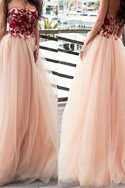 Pd80526 Noble Prom Dress,Tulle Evening Dresses,Appliques Prom Dresses,Strapless Prom Gown