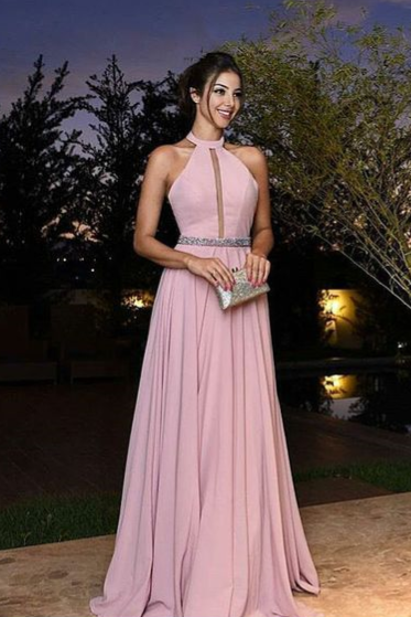 Pd80915 Charming Prom Dress,Halter Evening Dresses,Chiffon Prom Dresses,A-Line Prom Gown
