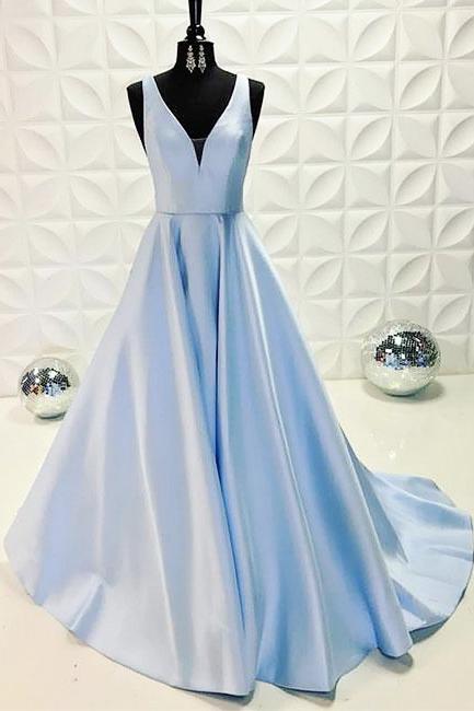 Pd81016 Charming Prom Dress,satin Evening Dresses,a-line Prom Dresses,v-neck Prom Gown