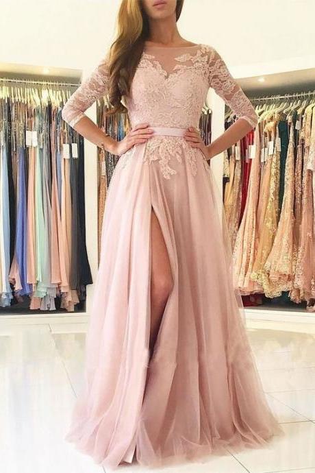 Pd81118 Lace Prom Dress,Tulle Evening Dresses,A-Line Prom Dresses,Appliques Prom Gown