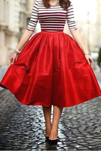 Pd81201 New Arrival Skirt, Red Skirt,Satin Skirt,Fashion Women Skirt,Spring Autumn Skirt ,A-Line Skirt