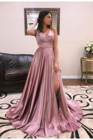 Pd90126 Charming Prom Dress,Satin Evening Dresses,A-Line Prom Dresses,Backless Prom Gown