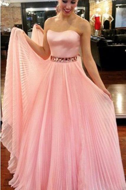 Pd90411 Pink Prom Dress,Chiffon Evening Dresses,A-Line Prom Dresses,Sweetheart Prom Gown