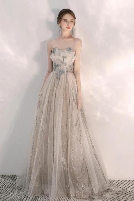 Long Prom Dress,Tulle Wedding Dresses,Off the Shoulder Prom Dresses,Beading Prom Gown