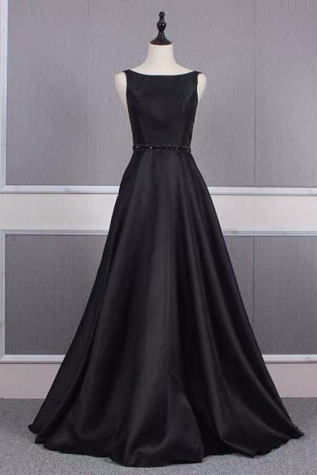 Black Prom Dresses for Women 2022 Satin A-line Prom Dress Brief Evening Dresses Ball Gown