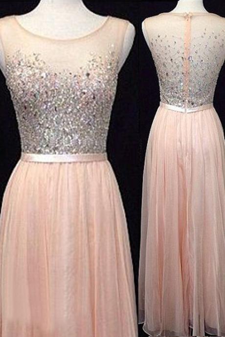 Pd11047 Charming Prom Dress,chiffon Prom Dress,a-line Prom Dress,o-neck Prom Dress,beading Prom Dress