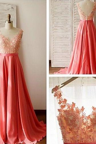 Pd601011 Charming Prom Dress,o-neck Prom Dress,appliques Prom Dress,chiffon Prom Dress,a-line Evening Dress