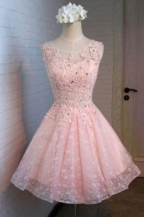 Gd604221 Beauty Graduation Dress,lace Prom Dress,appliques Homecoming Dress,o-neck Prom Dress
