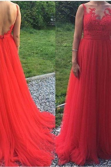 Pd61014 Charming Prom Dress,tulle Prom Dress,appliques Prom Dress,backless Evening Dress