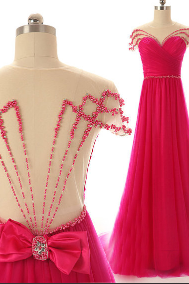 Pd61216 Charming Prom Dress,Beading Prom Dress,Tulle Prom Dress,O-Neck Evening Dress