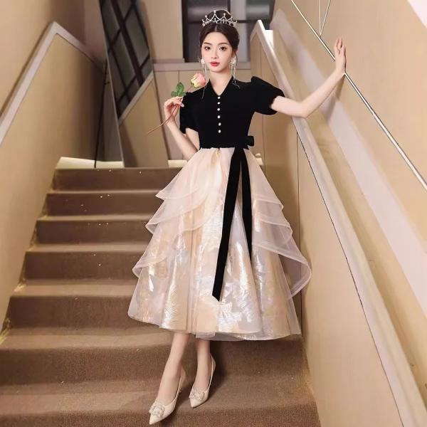 green emerald velvet dress Black Tulle Lace Long Prom Dress, Black Evening Party Dress US 6 / Black