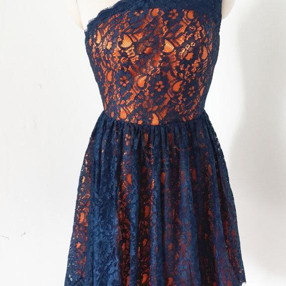 Hd08217 Charming Homecoming Dress,Lace Homecoming Dress,One-Shoulder Homecoming Dress,Cute Homecoming Dress