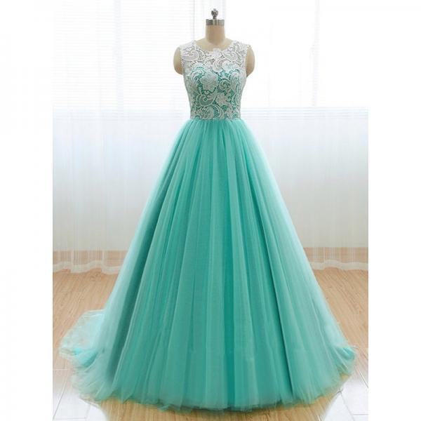 Pd11233 Charming Prom Dress,Tulle Prom Dress,O-Neck Prom Dress,Lace ...