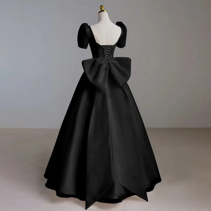 Black Satin Embellished Gown main image 1