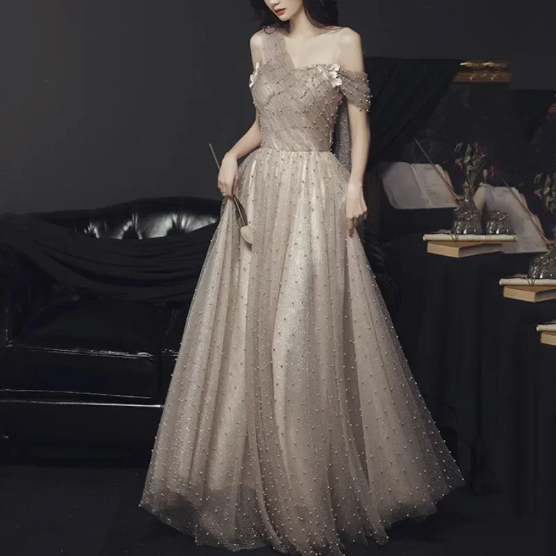 Off Shoulder Gown with Starburst Bead Detail main image 0