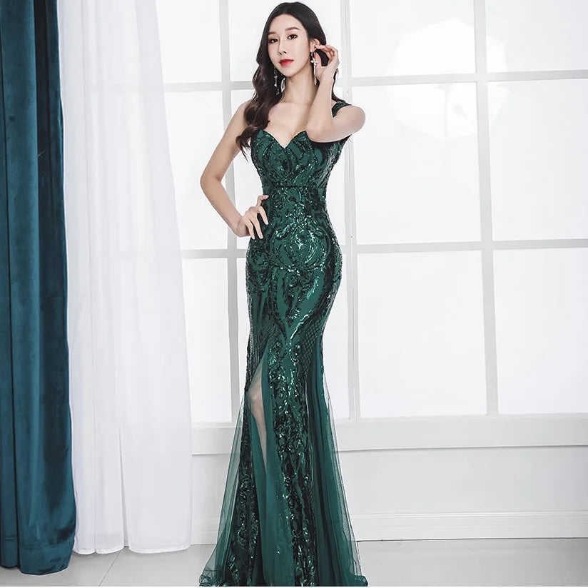 Gemma Front Slit Sequin Gown - Emerald Green (S - Clearance Sale) main image 0