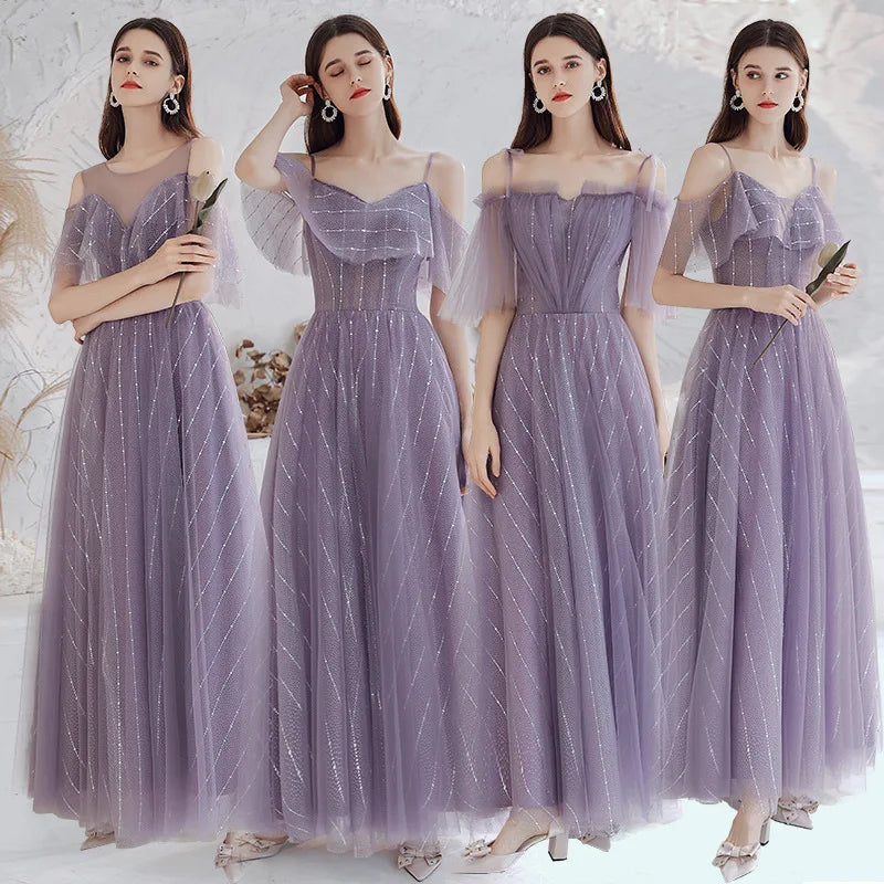 Lavender Tulle Gown With Flutter Sleeves Design on Luulla