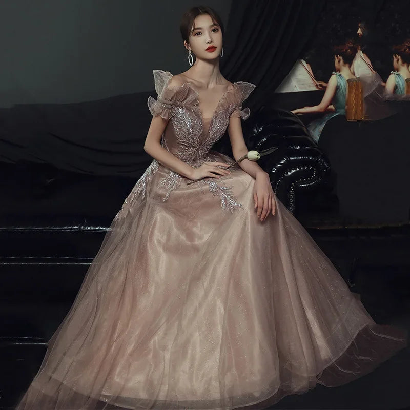 Luxurious V Neck Sleeveless Formal Gown Dress main image 1
