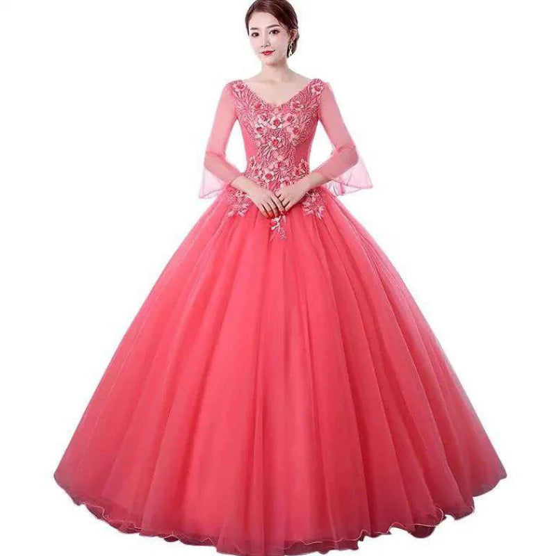 Stunning Red Gown With Floral Lace Details on Luulla