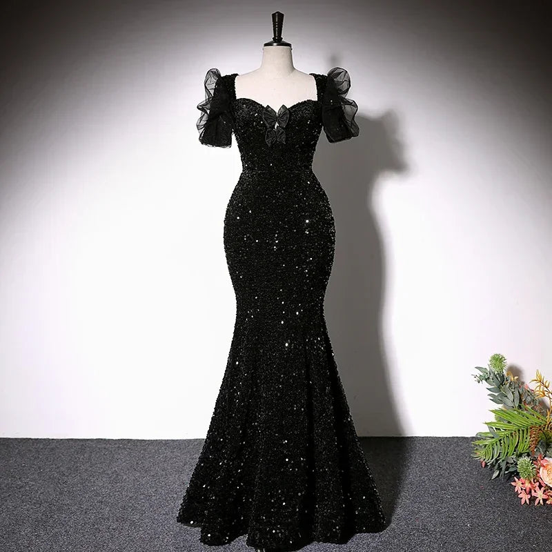 sequin short black dress Marienne Large Long Sleeve Mini Dark Navy Blue Suit Knee Length Size:2XLarge